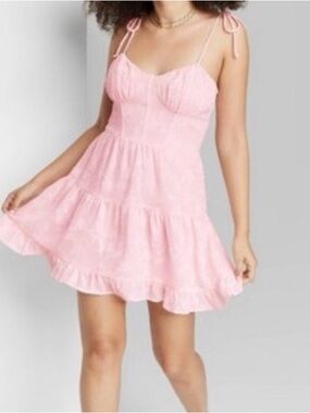 Wild Fable brand Pink Tiered Textured Sundress